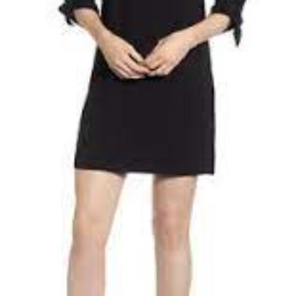 CeCe shift dress Solid Black 3/4 tie sleeves zip fully lined sz 8 EUC - Picture 13 of 13